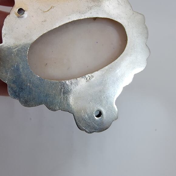 Handmade Silver Pendant with White Jasper, Sugilite & Emerald Accents - Picture 5 of 10